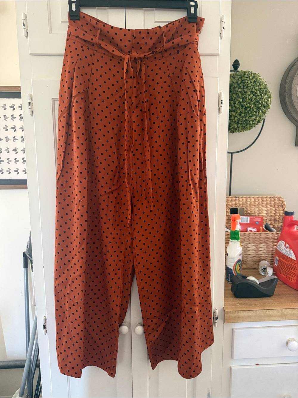 Soft Surroundings Rust Wide-Leg Polka Dot Pants